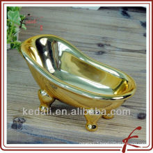 Gold plate ceramic bathtub soap dish